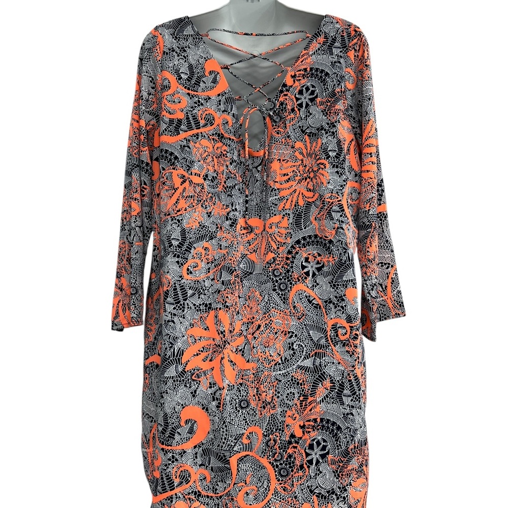 Caramel Orange, Gray & Black Long Sleeve BodyCon Dress in Women’s Large - Picture 7 of 12